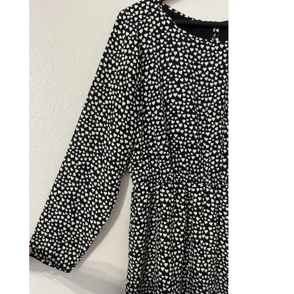 J. Crew Mercantile Long Sleeve Printed‎ Heart Dress Size 10